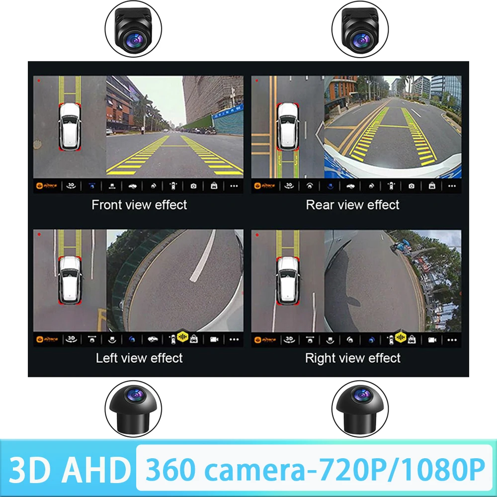 

Камера 3D 360 для Android автомобильный радиоприемник Встроенная модель 360APP автомобильная система обзора 360 ° птичий глаз 4 камеры s Задняя/передняя/левая/правая