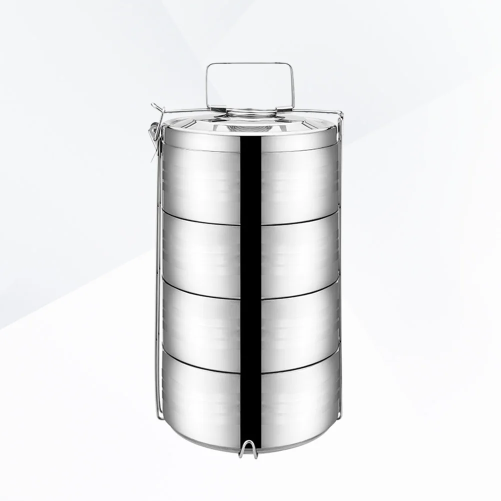 

Stainless Steel Insulated Lunch Box 4-tier Portable Food Container for Picnic School Office (12cm)