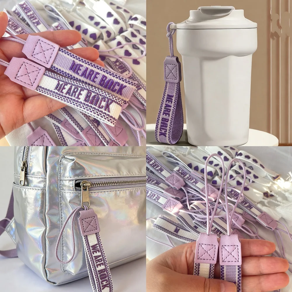 Плетеный ремешок-шнурок с надписью, держатель для бутылки с водой, подвеска для рюкзака, брелок для ключей на запястье с надписью WE ARE BACK