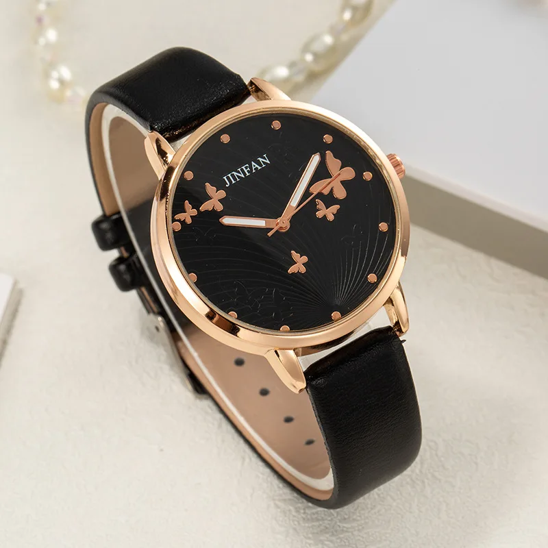 Elegant Simple Butterfly Design Dial Ladies Watches Women Fashion Luxury Dress Watch Casual Woman Quartz Leather Clock 2022