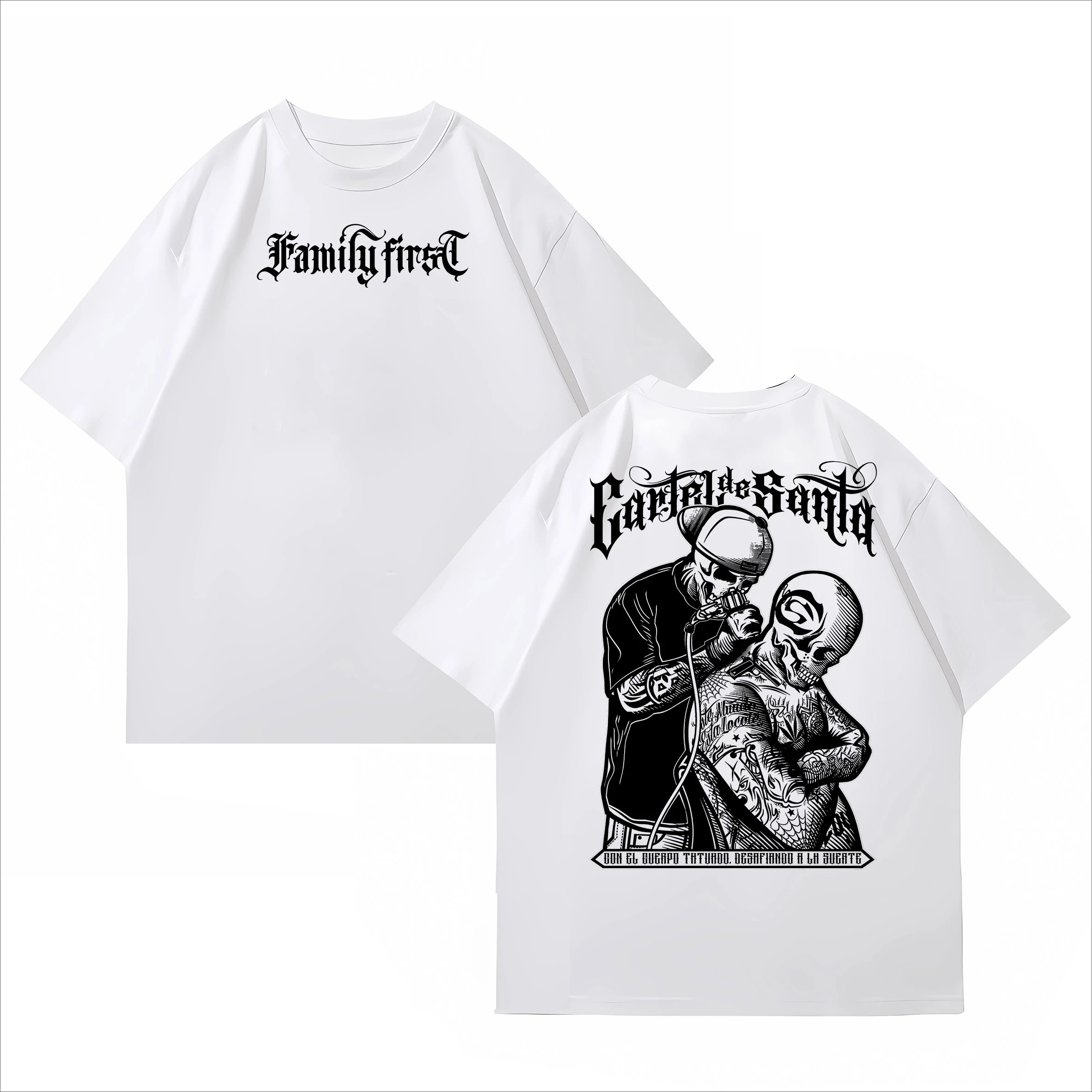 Hot Hip Hop Short Sleeve T-shirt Men's Loose Cotton Niche American Chicano Floral West Coast Tattoo Artist T-shirt