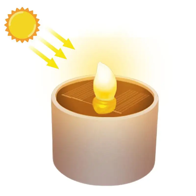 Solar Power Flameless LED Tea Light, vela plástica, chá simulado luz, decoração do jardim ao ar livre