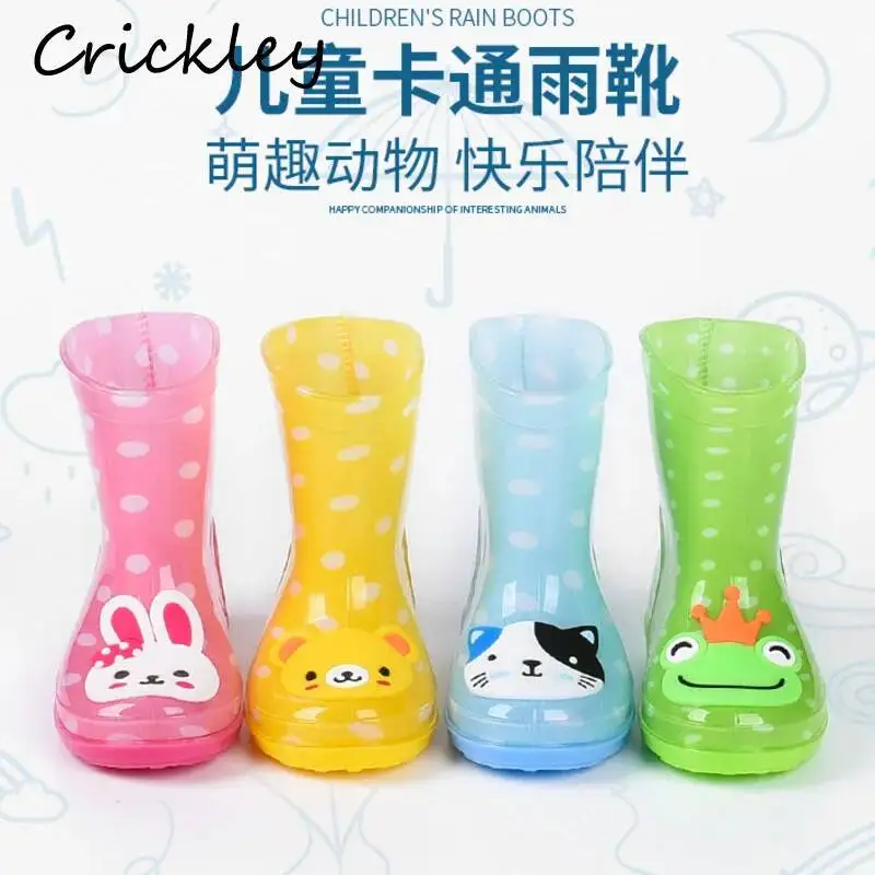 Cartoon Rabbit Bear Children Rain Boots Cute Dot Frog Cat Boys Girls Water Shoes PVC Waterproof Anti Slip Kids Rainboots