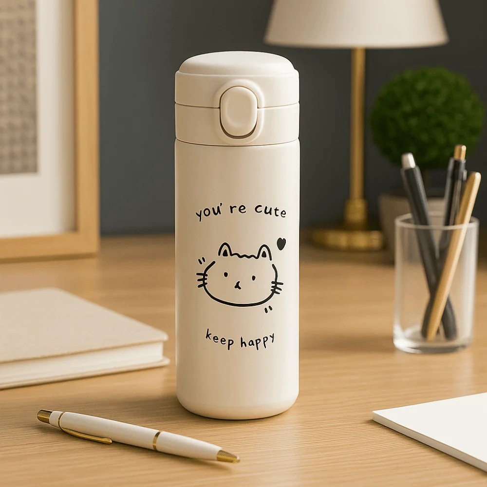 مانعة للتسرب الكرتون بهلوان فراغ العزل المحمولة الاطفال كوب ماء لطيف الحد الأدنى ترمس من الفولاذ المقاوم للصدأ زجاجة السفر #2