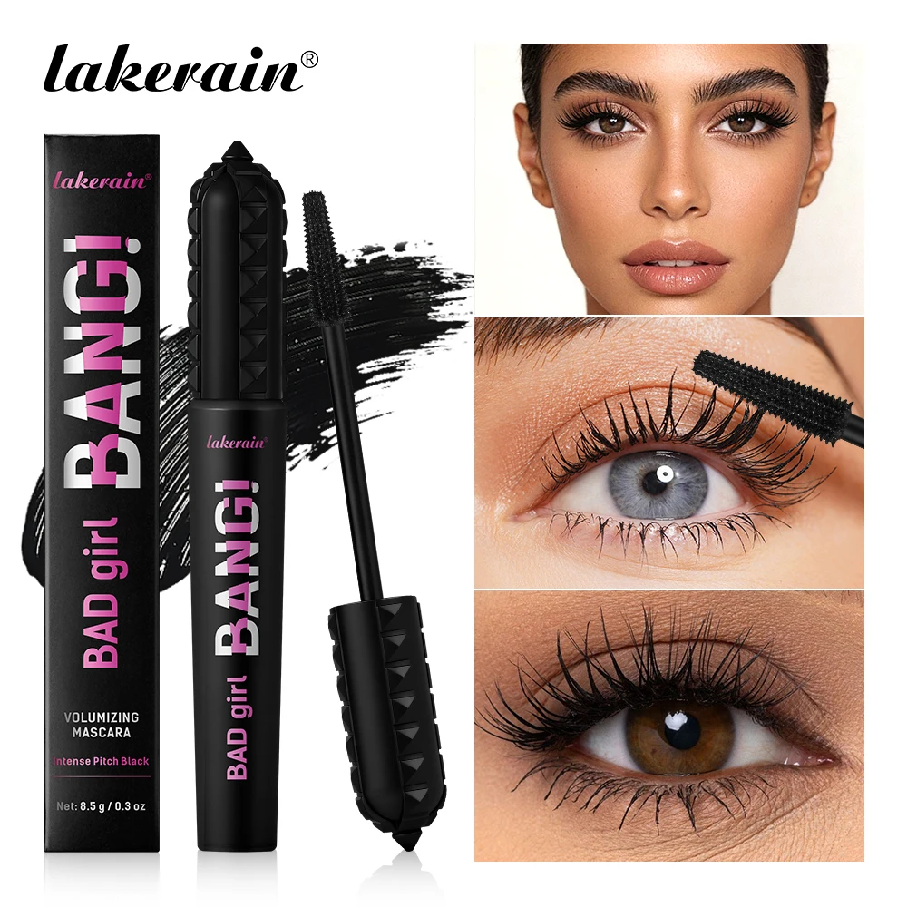 Lakerain Volumizing Mascara 360° Brush Eyelashes Waterproof Smudge-Proof 36h Long-lasting Volumizing Thick Makeup Mascara