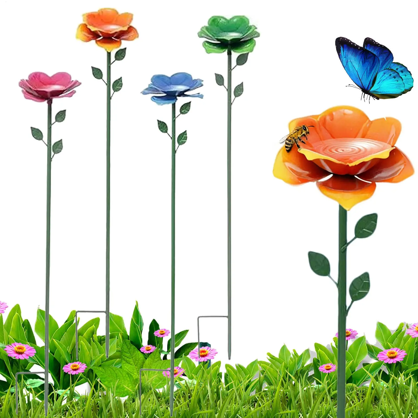 4pcs Bee Drinking Station Birds Animals Hydration Bee Drinking Flower Shape Dish For Park Balcony Backyard Yard Terrace Farm