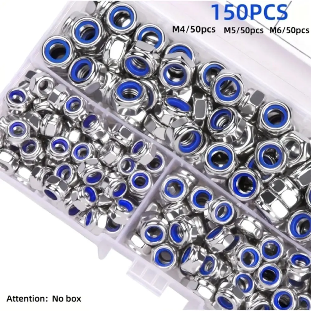 Stainless Steel Hex Lock Nuts 210/150pcs Anti-Slip Self-Locking Assortment M3-M8/M4-M6 for Industrial Construction Automotive