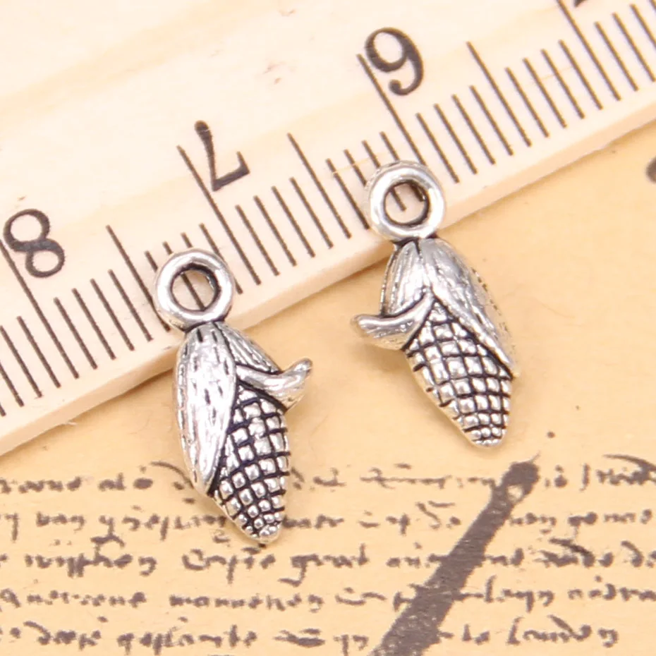 145pcs Charms For Jewelry Making corn on the cob ears 15x12mm Antique Silver Plated Pendants DIY Tibetan Silver Necklace