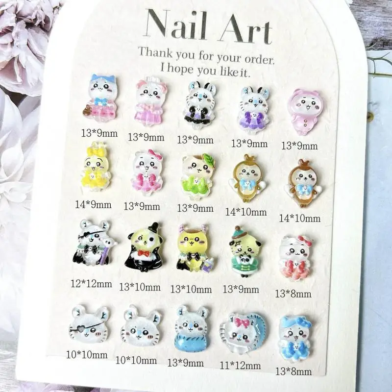 Random Mixed Resin Cute Cartoon Expression Rabbit Nail Charms 3D Animals Nail Art Decorations Accessories Manicure DIY Supplies