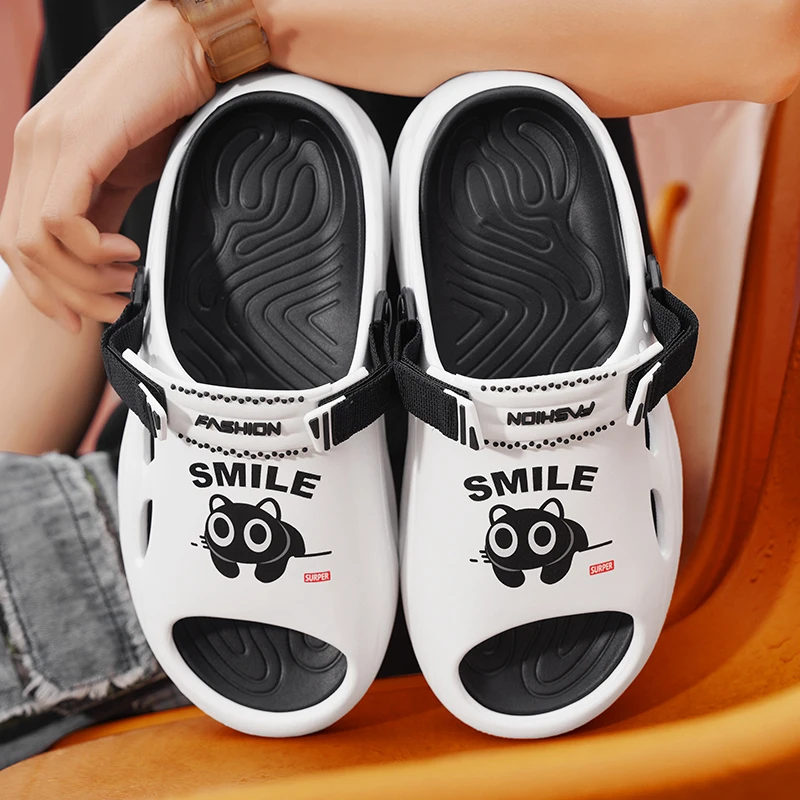 

Мужские модные тапочки с цветным буквенным узором, летние мягкие нескользящие легкие повседневные сандалии из ЭВА большого размера