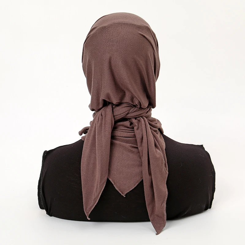 135*65cm Triangle Scarf Women Solid Color Premium Jersey Hijab Muslim Plain Soft Cotton Jersey Wraps Headband Triangular Bandage