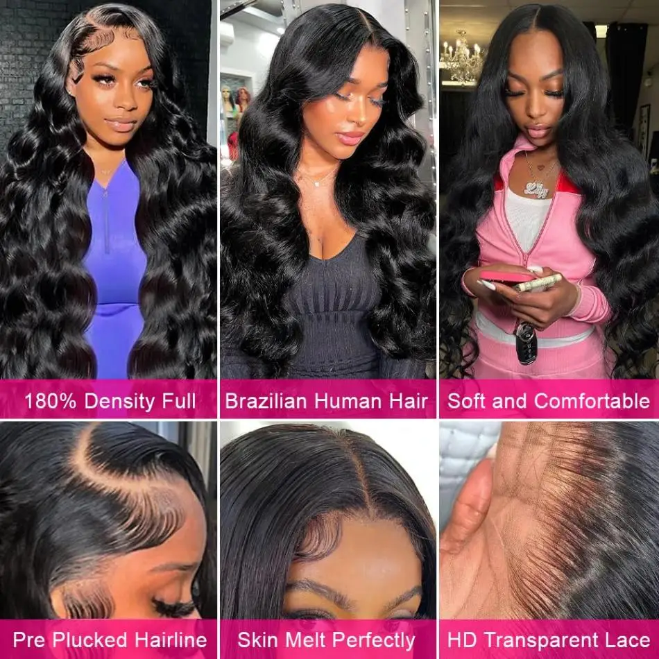 Lace Frontal Wig 13x6 Hd 100% Natural Body Wave Human Hair Transparent Brazilian PrePlucked Wigs For Women Choice Wavy Cheap Wig