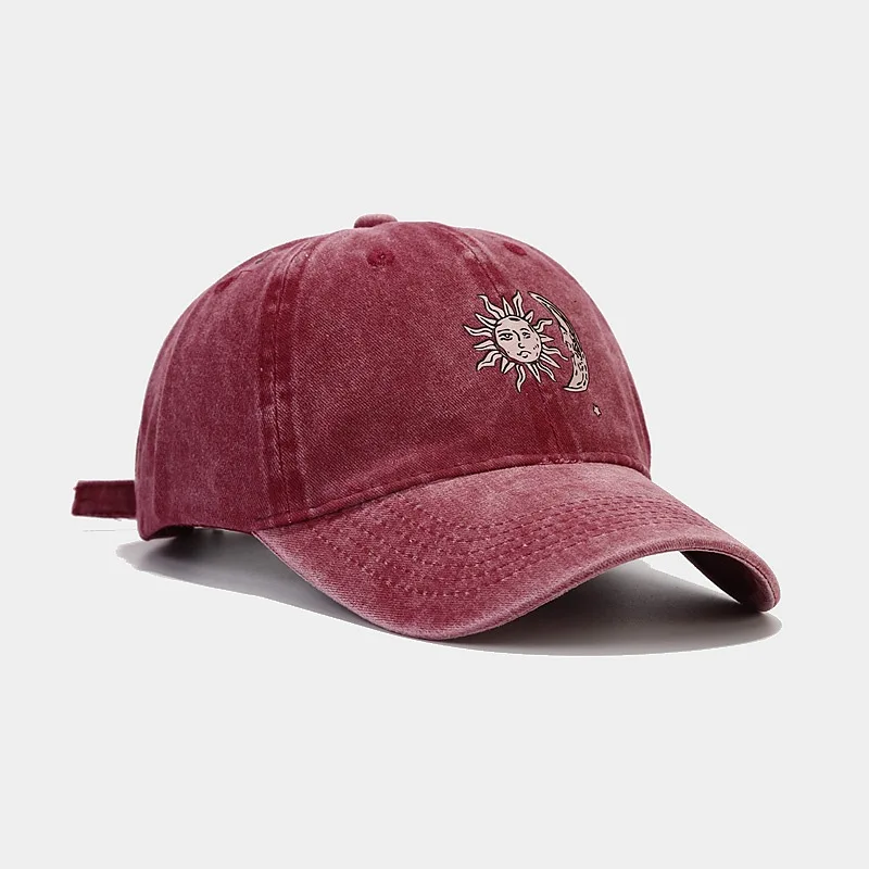 

Baseball Cap Men Women Curved Bill Dad Hat Washed Cotton Sun Moon Spring Summer UV Protection Accessory For Outdoor Sports
