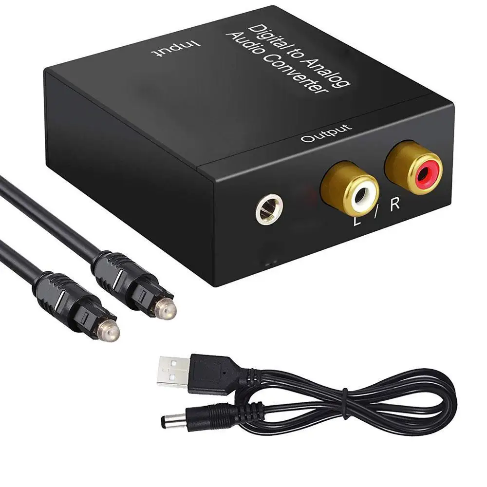 Convertidor de audio digital a análogo, amplificador, decodificador y adaptador RCA de señal coaxial SPDIF Toslink estéreo digital óptica a analógica, con dos clavijas DAC