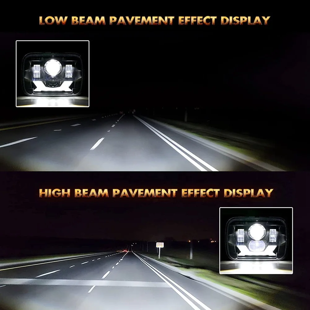 

85W DOT Brighter Anti-Glare H6054 5X7 7X6 LED Headlights,DRL Turn Signal Hi/Low Sealed For Jeep XJ Ford GMC-A93R