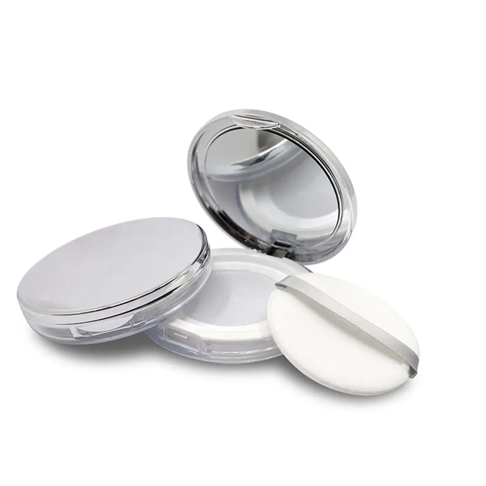 Multifunction Round Makeup Box Reusable Portable Bulk Powder Box With Mirror Durable Makeup Powder Case Girl