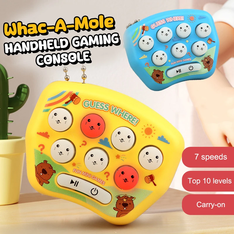 Fun Mini Palm Hit Ground Mouse Toy Portable Handheld Fidget Game Console Keyring Whack-a-mole Keychain Educational Fidget Toys