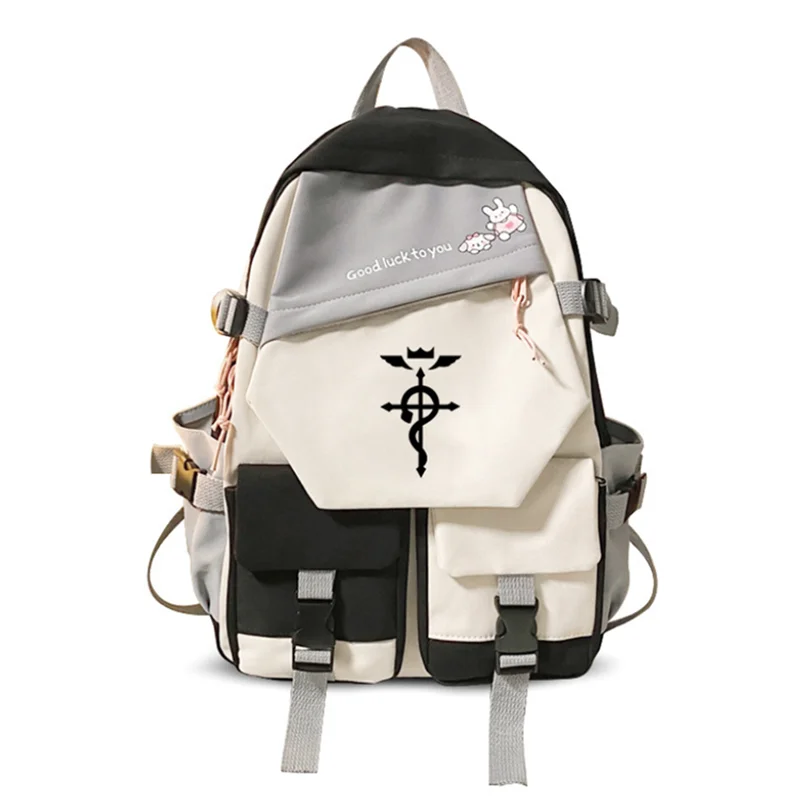 

Anime Fullmetal Alchemist Print Backpack Mochila Teenarges Schoolbag Boys Girls Color Blocking Shoulder Laptop Outdoor Bags