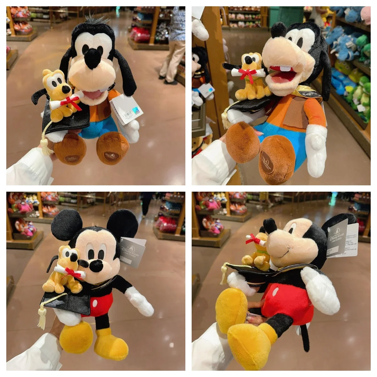 

Disneyland: Academic Graduation Cap-Themed Goofy and Friends Mickey Plush Toys as Gifts and Souvenirs for Classmates