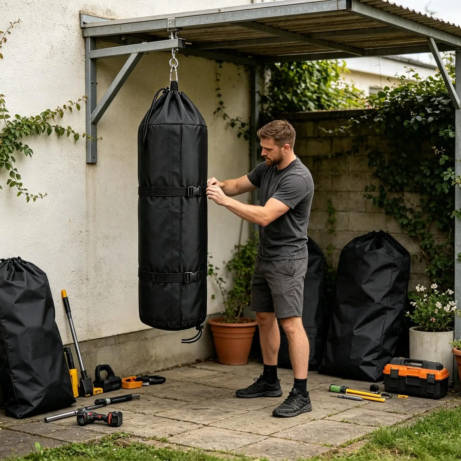 Punching Bag Dust Cover Dustproof Weather Resistant Heavy Duty Fully protect suspended punching bag with chain cover