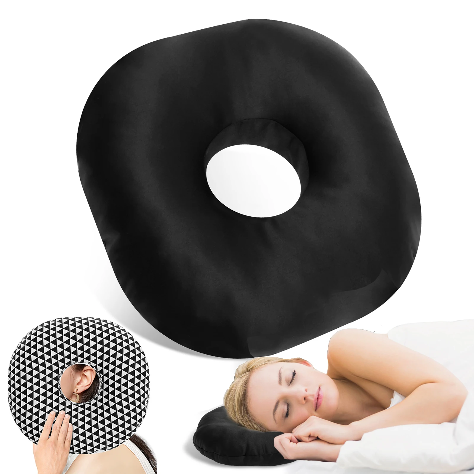 Ear Piercing Pillow for Side Sleepers Protective Ear Pain Relief Inflammation Pressure Sores Donut with Ear Hole Comfortable