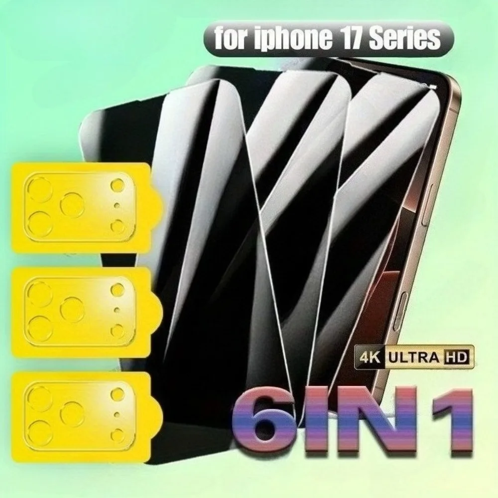 

6-in-1 Anti Spy Screen Protector for iPhone 17 16 15 14 Pro Max 16e Air Camera Lens Glass for iPhone 13 12 11 Pro 16 15 14 Plus