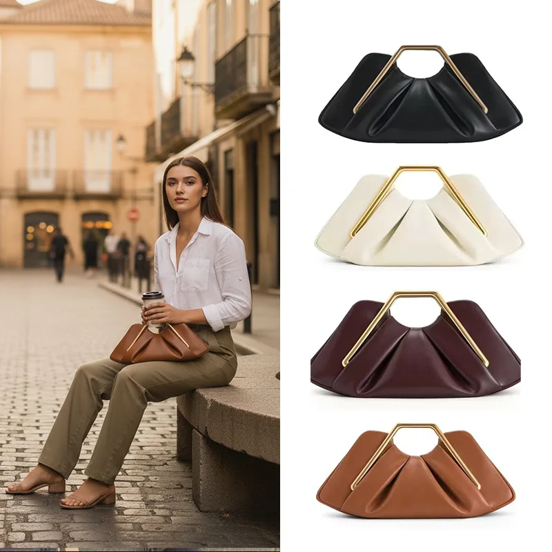 

New cross-border fashion cloud bag, light luxury high-end pleated dumpling bag, women's simple handbag, evening bag