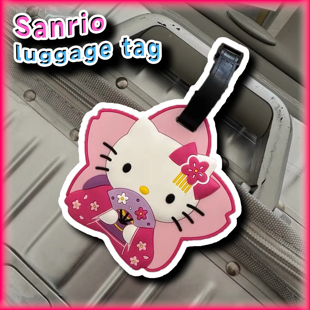 Hello Kitty Luggage Tag Sanrio Travel Accessories Luggage Identification Pendant Anime Cute Girl Creative Gift