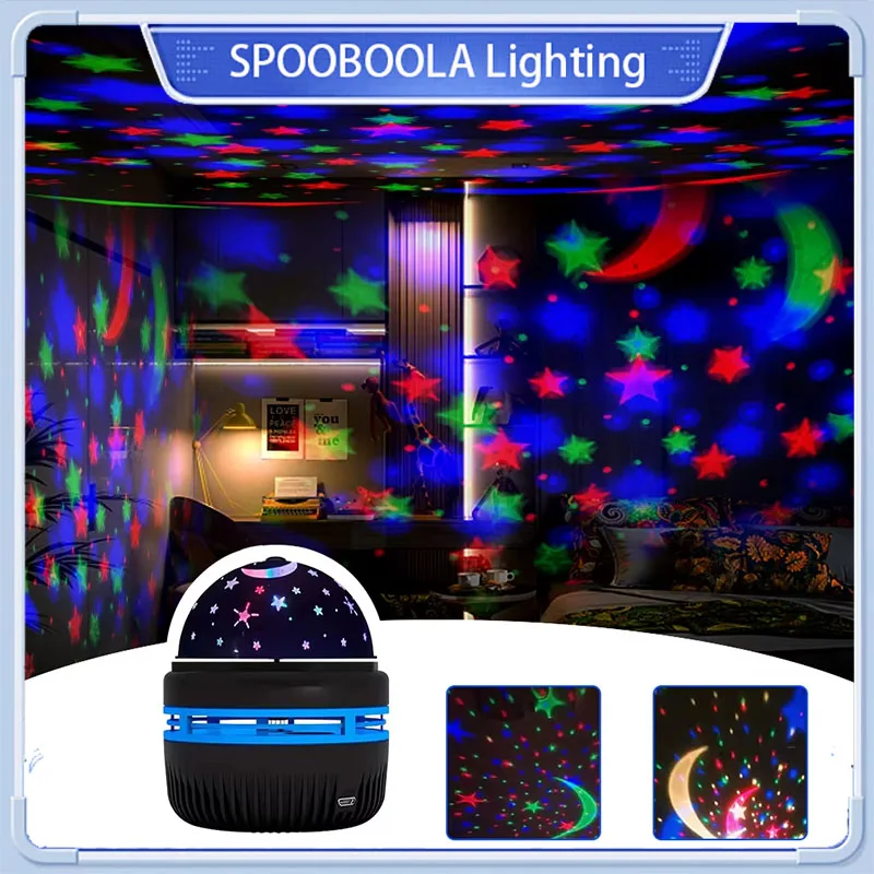 

LED Starry Sky Lights USB Night Light Colorful Rotating Magic Ball Moon Star Projector for Children Bedroom Weddings Christmas