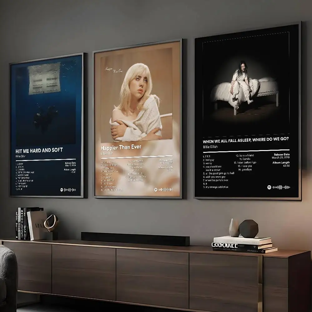 Image of Sänger E-Eilish HOT ALBUM Poster HD Art Sticky Wall Wasserdicht Home Wohnzimmer Bar Dekoration