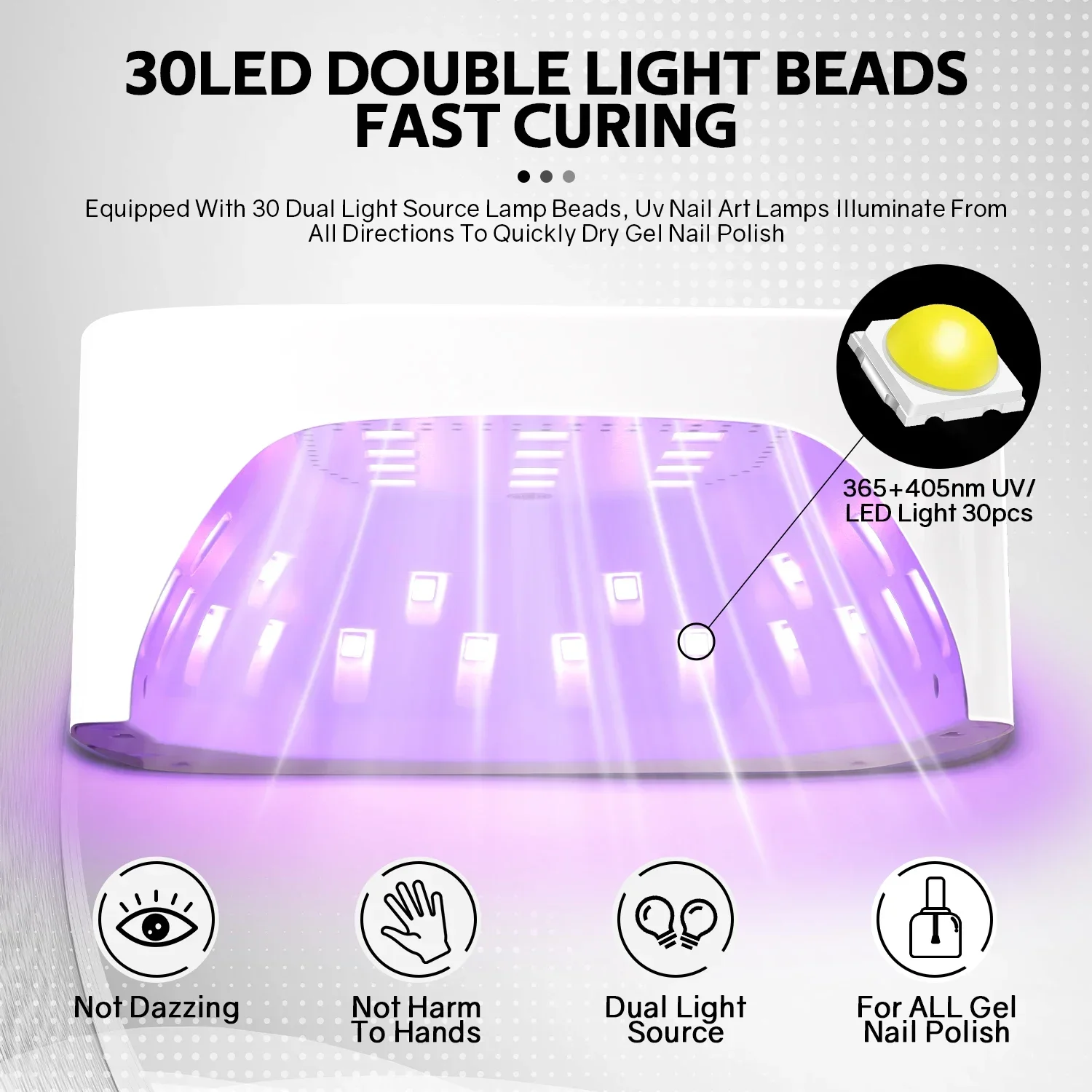 30leds led uv lâmpada do prego sem fio profissional secador de unhas para curar todo o gel polonês com tela grande recarregável ferramenta salão beleza