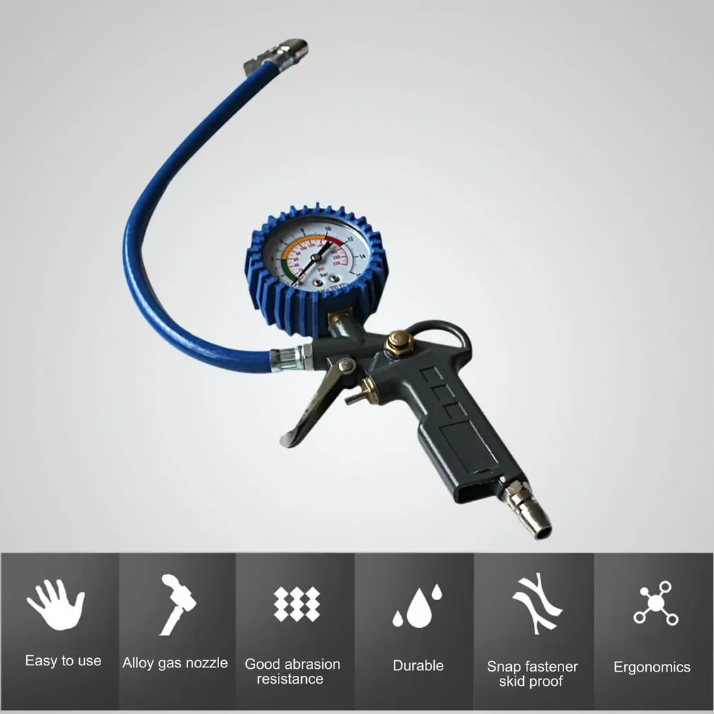 Multi-functional Car Truck Tire Pressure Inflator Gauge Dial Meter Vehicle Tester Tyre Inflation Gun Monitoring Tool