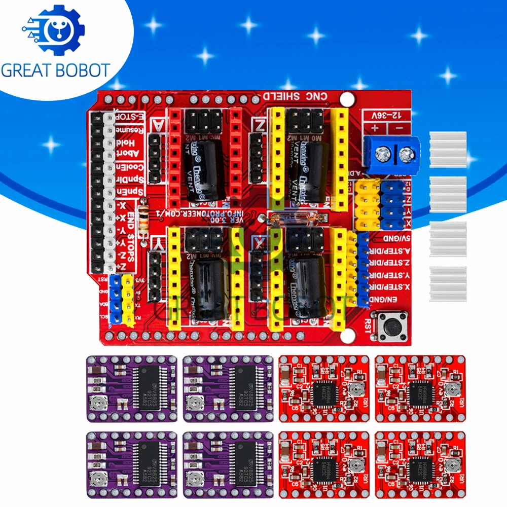 cnc shield v3 engraving machine / 3D Printer / + 4pcs A4988/drv8825  driver expansion board