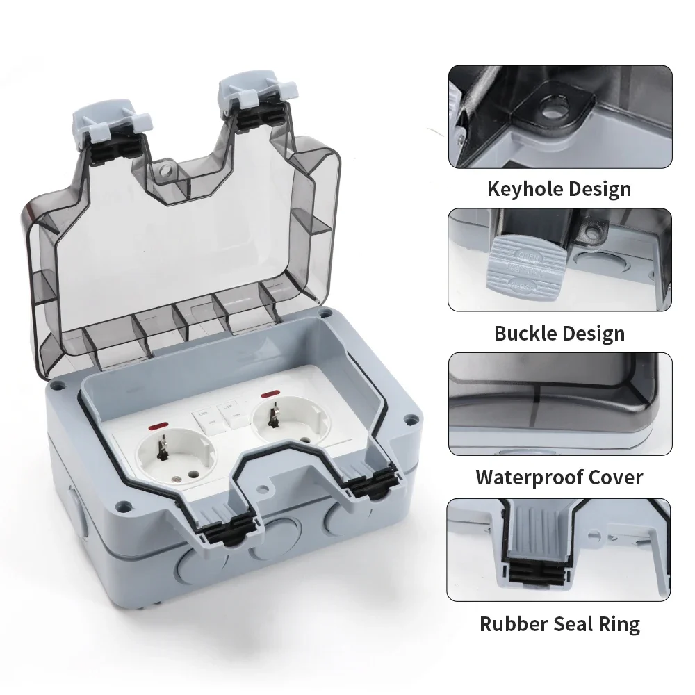 

TNCE IP66 уличная электрическая розетка 16А с индикатором света, водонепроницаемая пылезащитная розетка, защита от атмосферных воздействий для дома