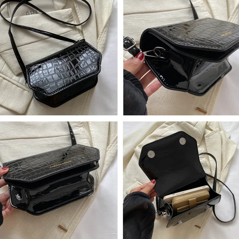 Torba Crossbody aligatora dla kobiet ze skóry PU jasna powierzchnia nieregularna torba na ramię na zakupy