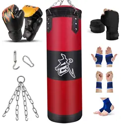 Punch Sandbag Durable Boxing Heavy Punch Bag With Metal Chain Hook Carabiner Fitness Training Hook Kick Fight Karate Taekwondo