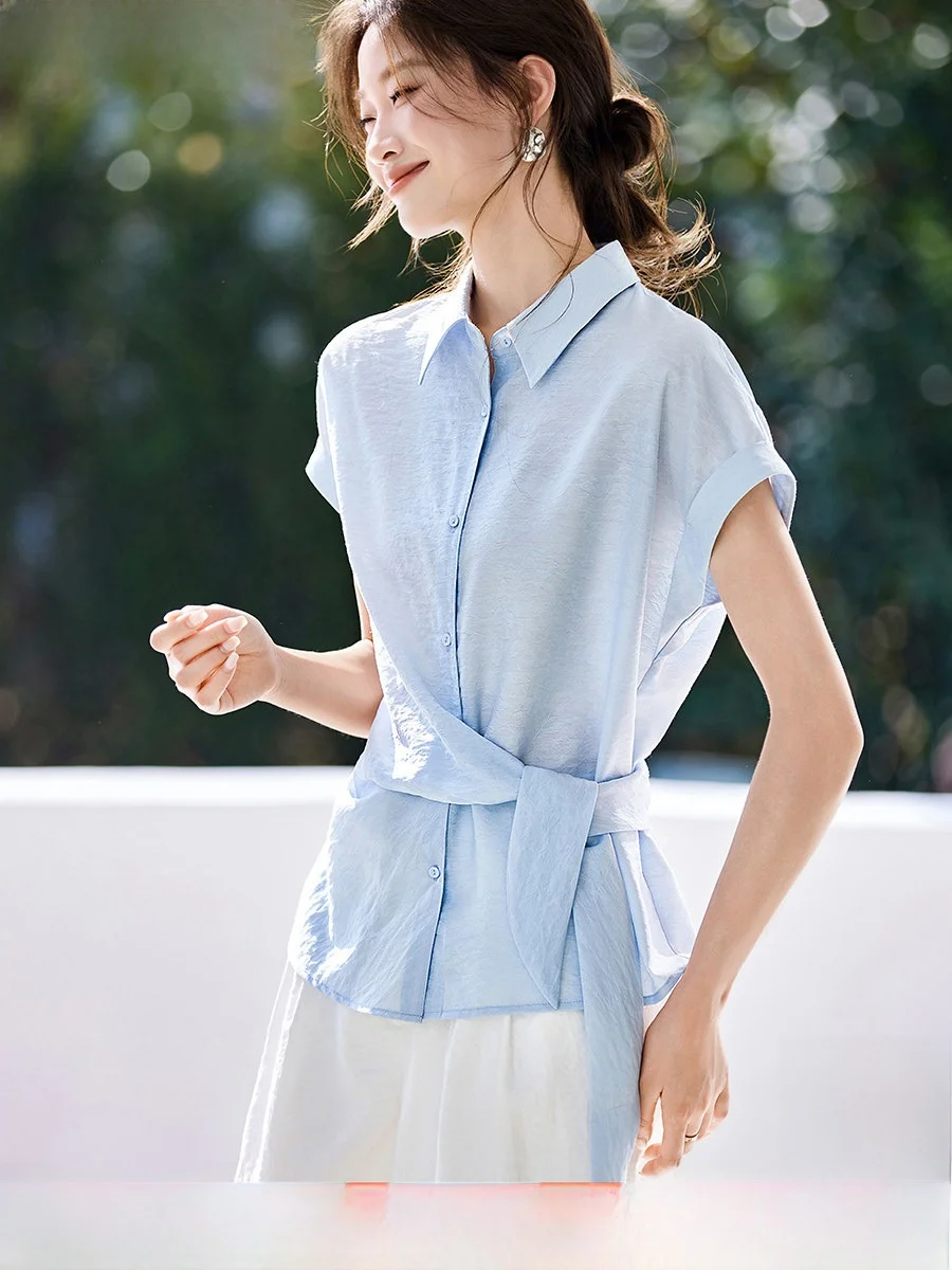 

Mo Han Beauty Texture Shirt New Chinese Style Dark Pattern Bamboo Fiber Wrap Slimming Short Sleeve Women's Business Shirt