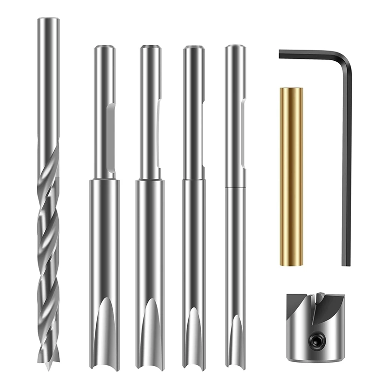 8Pcs Barrel Trimmer Kit High Speed Steel Pen Mill Trimmer Mill Trimmer Cutter With 3/4Inch Cutting Head Woodworking  Tool