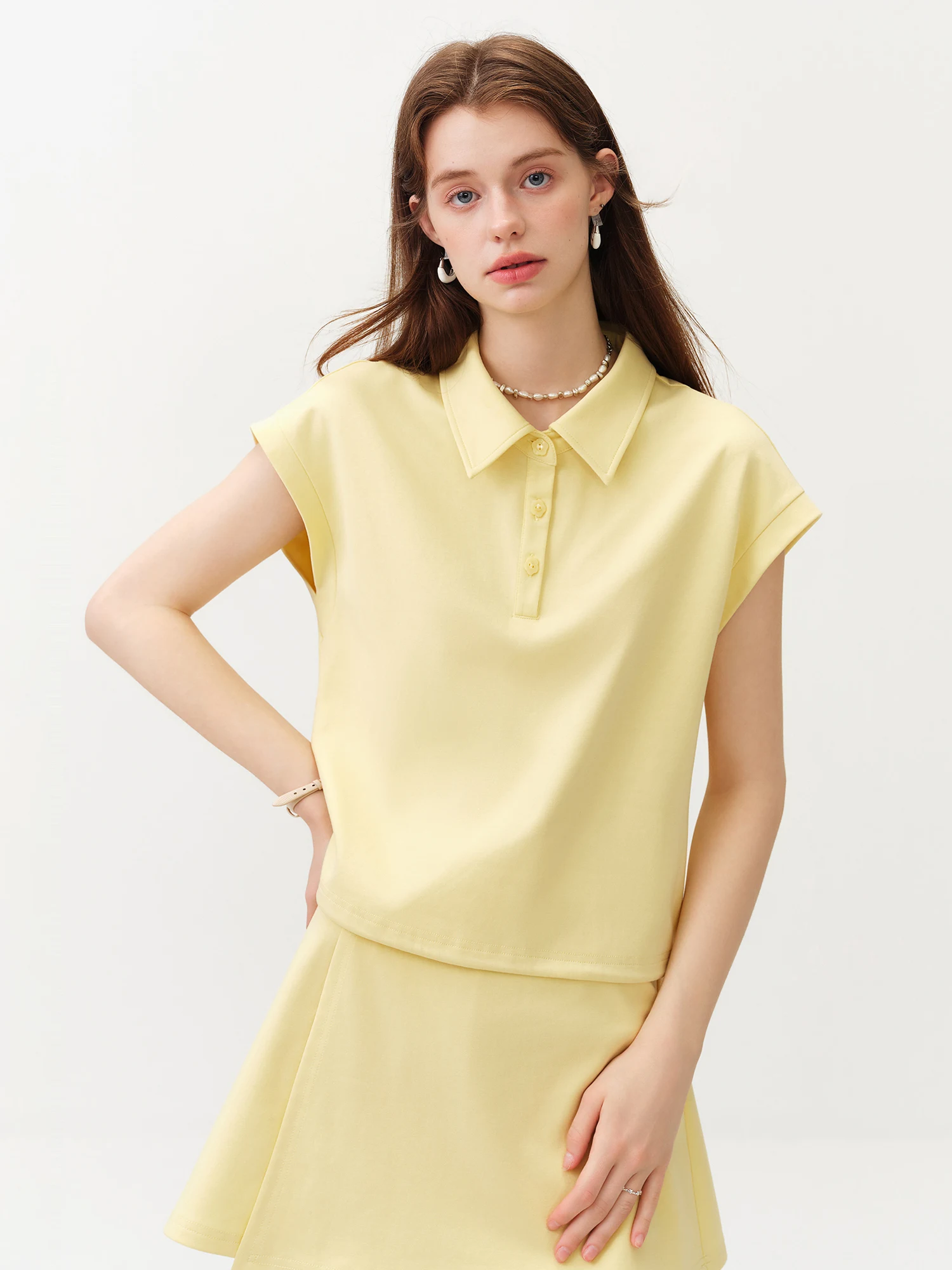 FSLE 2026 Summer Women's Short Sleeves Polo Top Culottes Set, High-Rise Split-Joint Skirt Pants for Tennis Core Athflow Style image 3
