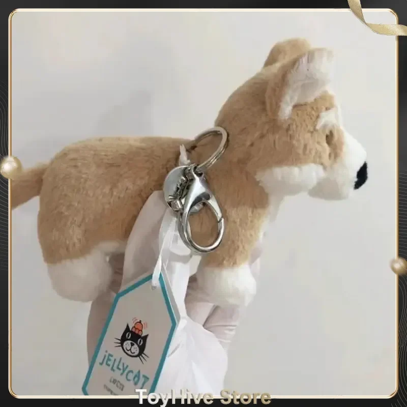 Jellycat UK Zabawny, uroczy pluszowy breloczek do kluczy w kształcie szczeniaka corgi, zawieszka do torby, prezent na urodziny, Boże Narodzenie, dostępny od ręki.