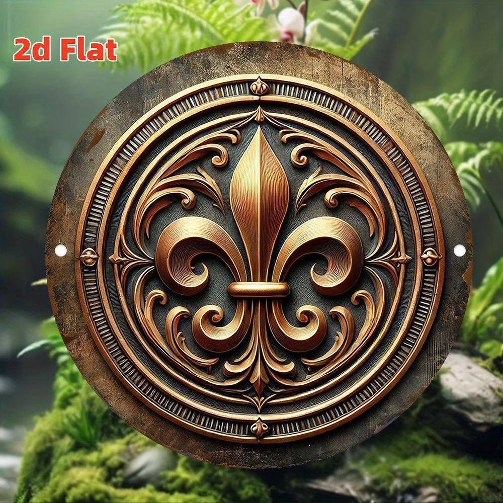 Vintage Fleur-de-Lis Metal Wall Art – Iron Sign with Elegant Floral Design, Durable & Easy to Hang for Indoor/Outdoor Decor