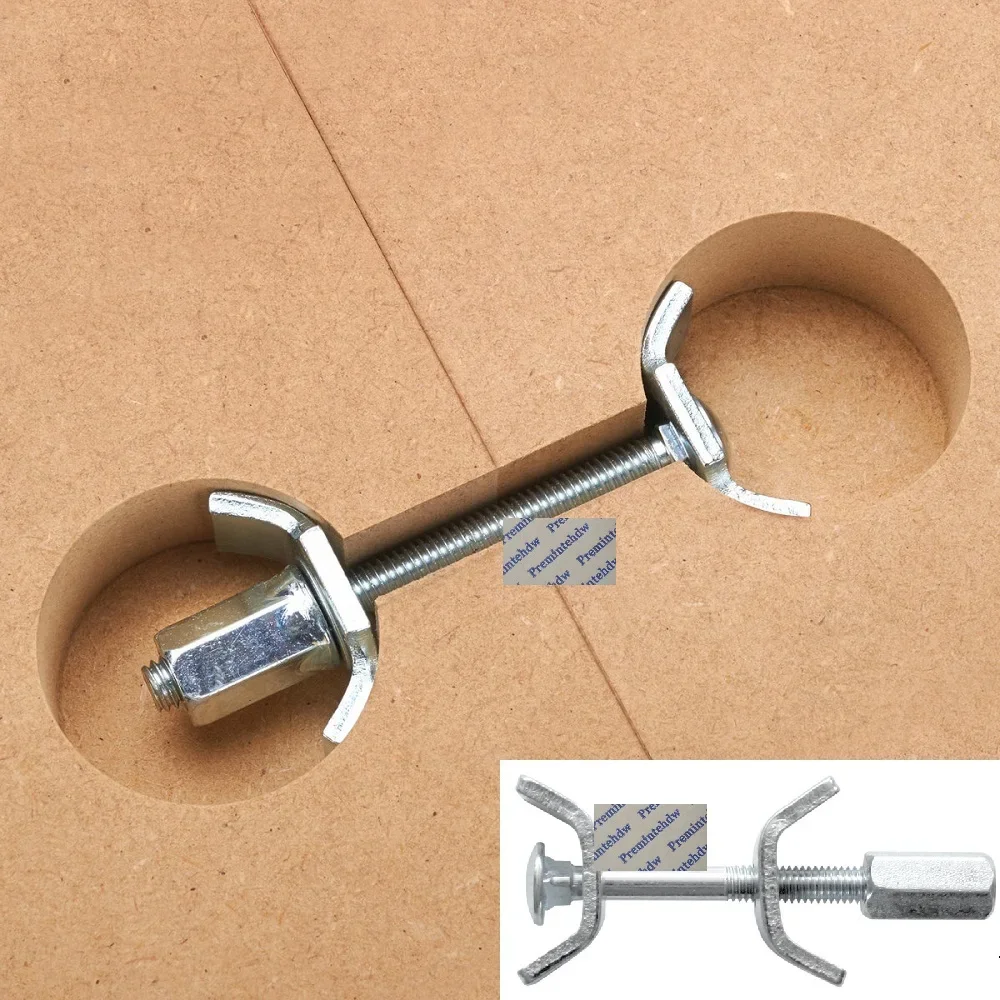 

10Pcs Countertop Benchtop Joiner Joint Connector M6 Thread Bolt Half Moon Shaped Bracket Dog Bone Fastener