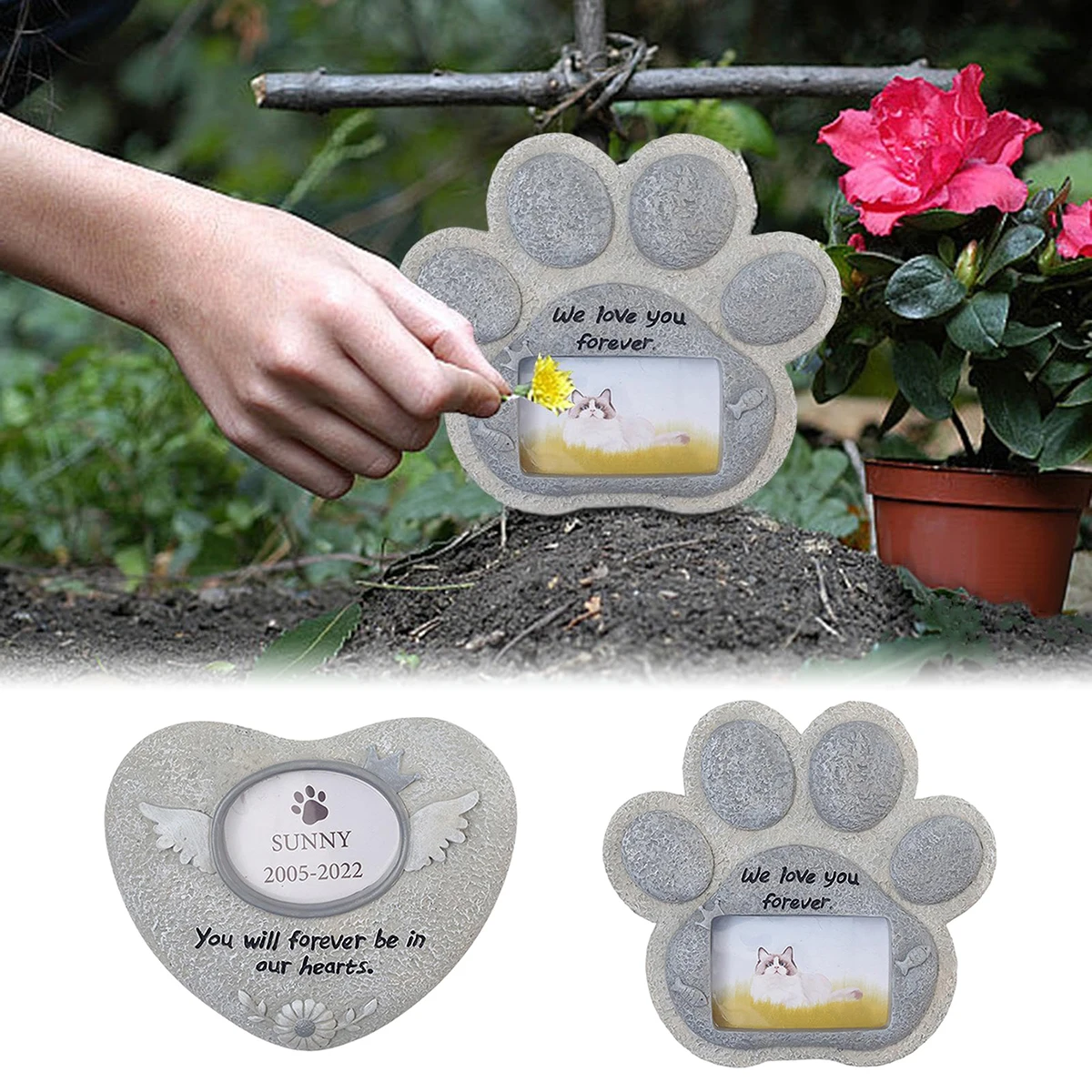 Pet Tomb Memorial Stone Small Tombstone Cat And Dog Tombstone Resin Craft Ornaments Memorial Stone Backyards lawn tombstones