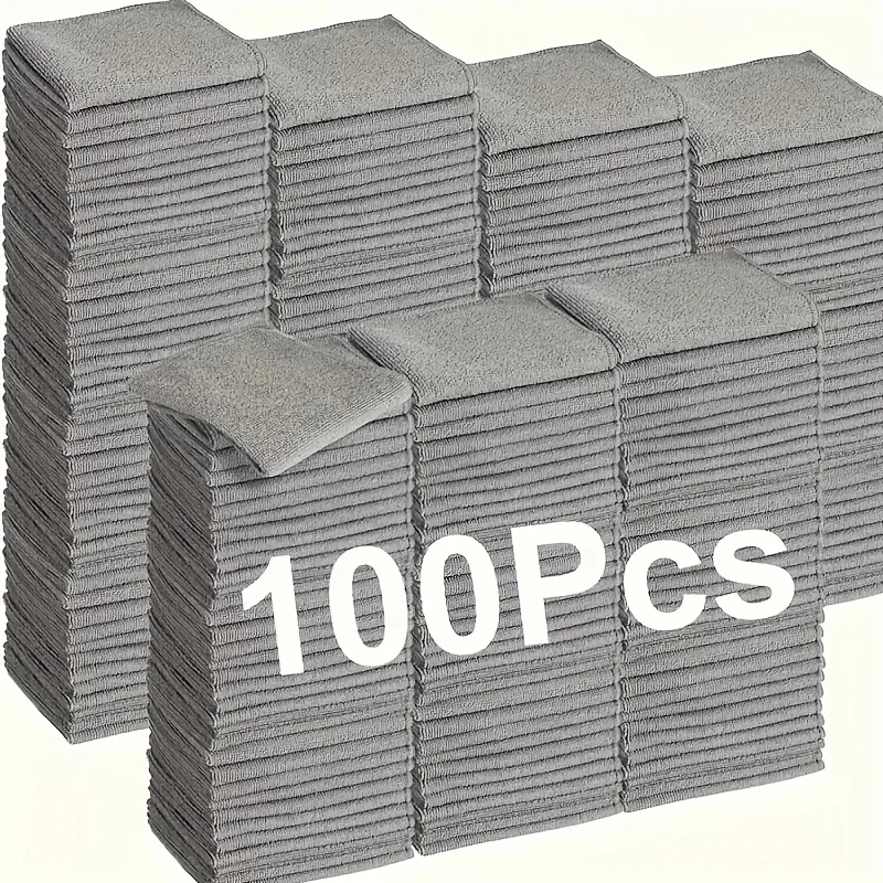 100pcs/50pcs Ultra-Soft Microfiber Car Cleaning Cloths - Ideal for Auto Maintenance & Home Use, Gray, Car Cleaning Essentials