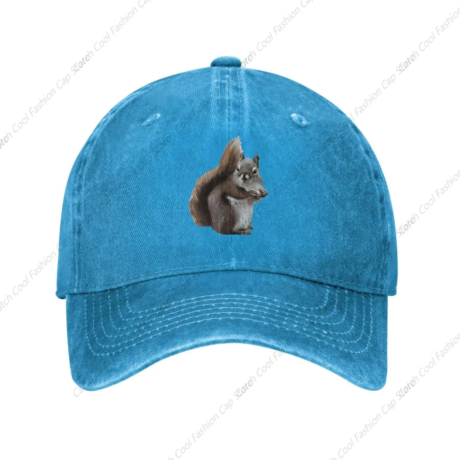 Funny Cute Squirrel Baseball Cap for Men Women Vintage Trucker Denim Hat Washed Cotton Fashion Unisex Adjustable Sports