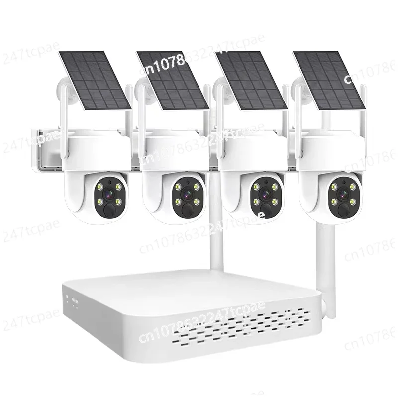 Outside Indoors CCTV Network System Wireless WIFI 360 Degrees HD NVR Kit Sets Solar Panel Security