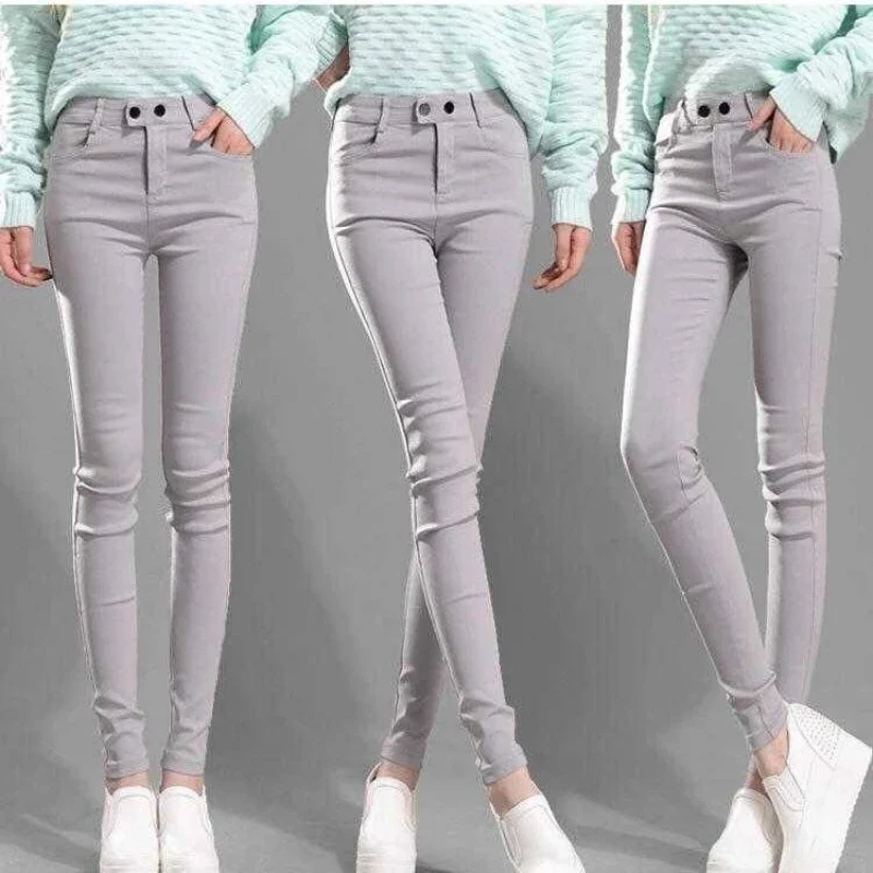 Black Leggings Female Spring Autumn Explosive Long Slimming Nine Points High Waist Tight Foot Trousers Student Pencil Pants