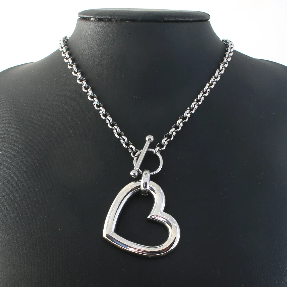 Stainless Steel Jewelry 2 Color Collar Style Fashion Necklaces Pendant Heart For Women Bijoux En Acier Inoxydable Femme NBJZANAH