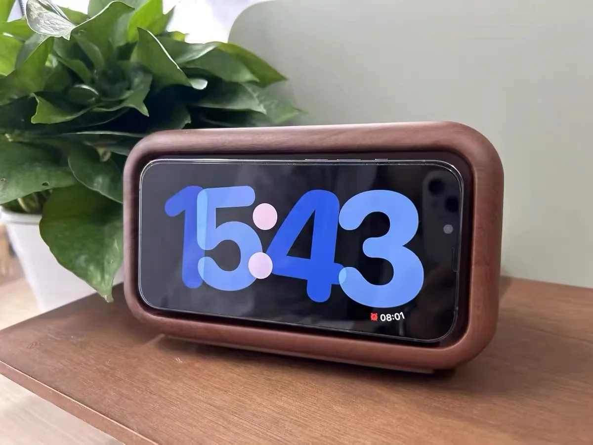 Suitable for iPhone magnetic wireless charging mobile phone holder walnut colour