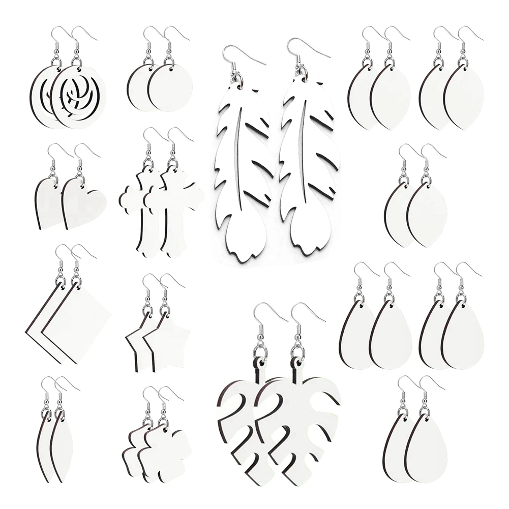 AA83 32Pcs Sublimation Earring Blanks, Sublimation Printing Earrings Unfinished Heat Transfer Teardrop Earrings DIY Crafts